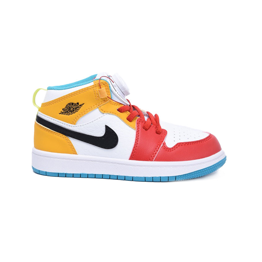 Jordan Air Jordan 1 Mid Multicolor baskets mi-montantes enfant en cuir multicolore, vue de profil