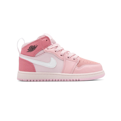 Jordan Air Jordan 1 Mid Digital Pink baskets mi-montantes enfant en cuir rose, vue de profil