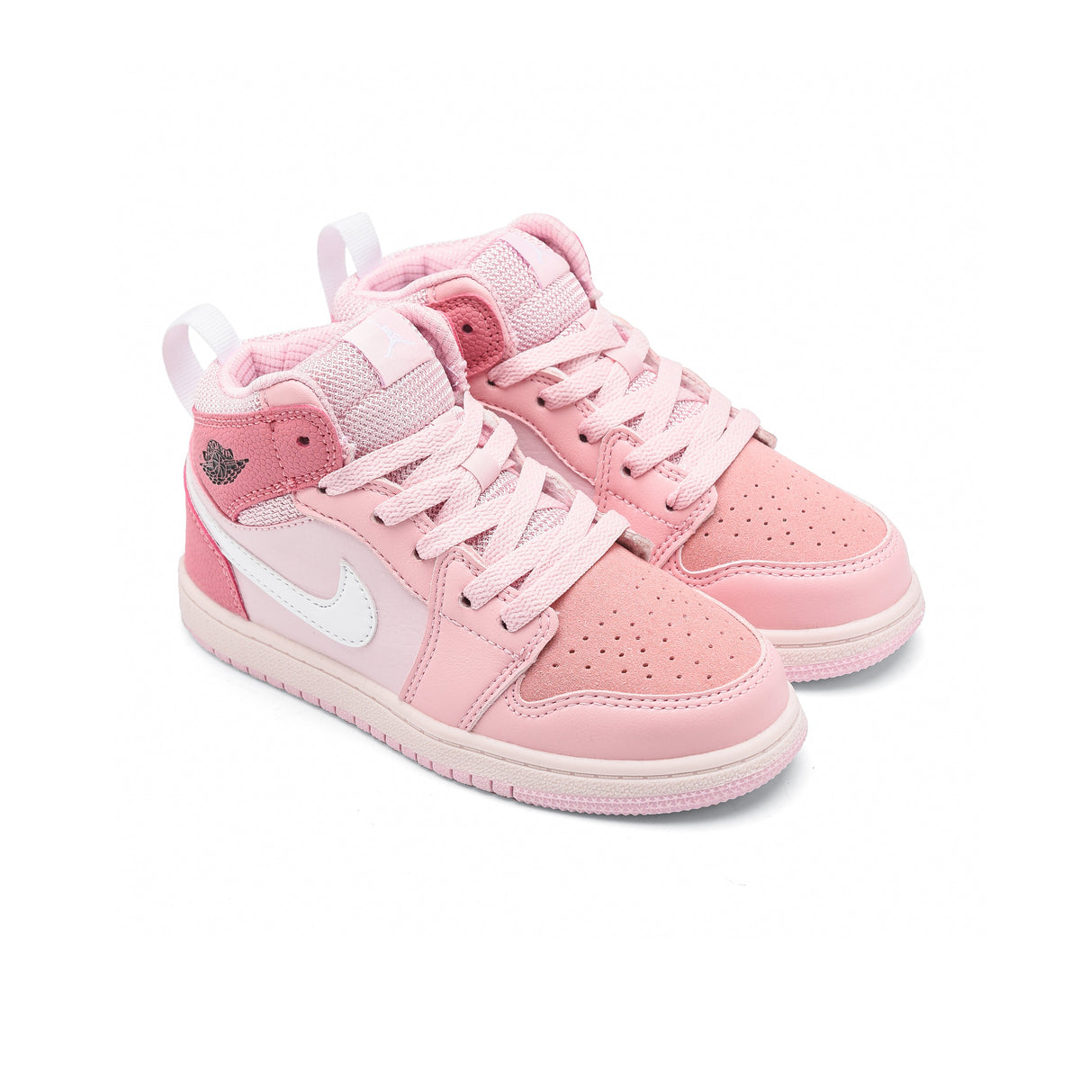 Jordan Air Jordan 1 Mid Digital Pink baskets mi-montantes enfant en cuir rose, vue de face