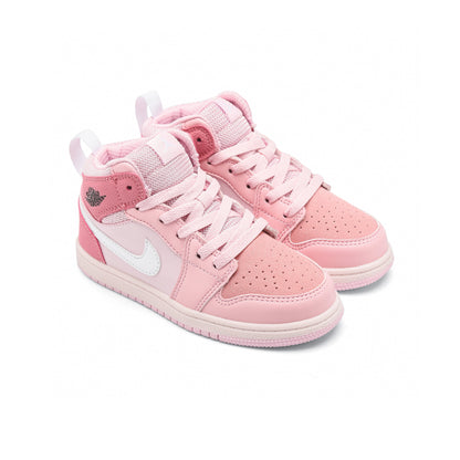 Jordan Air Jordan 1 Mid Digital Pink baskets mi-montantes enfant en cuir rose, vue de face
