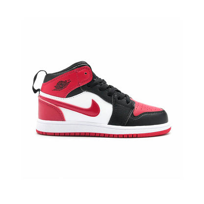 Jordan Air Jordan 1 Mid Noble Red baskets mi-montantes enfant en cuir rouge, vue de profil