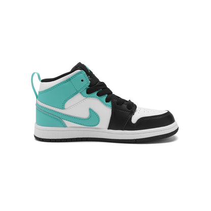 Jordan Air Jordan 1 Mid Tropical Twist Igloo baskets mi-montantes enfant en cuir vert menthe, vue de profil