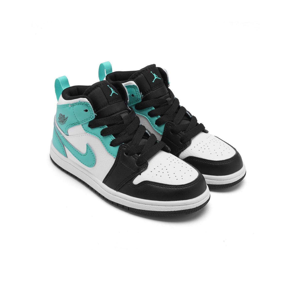 Jordan Air Jordan 1 Mid Tropical Twist Igloo baskets mi-montantes enfant en cuir vert menthe, vue de face