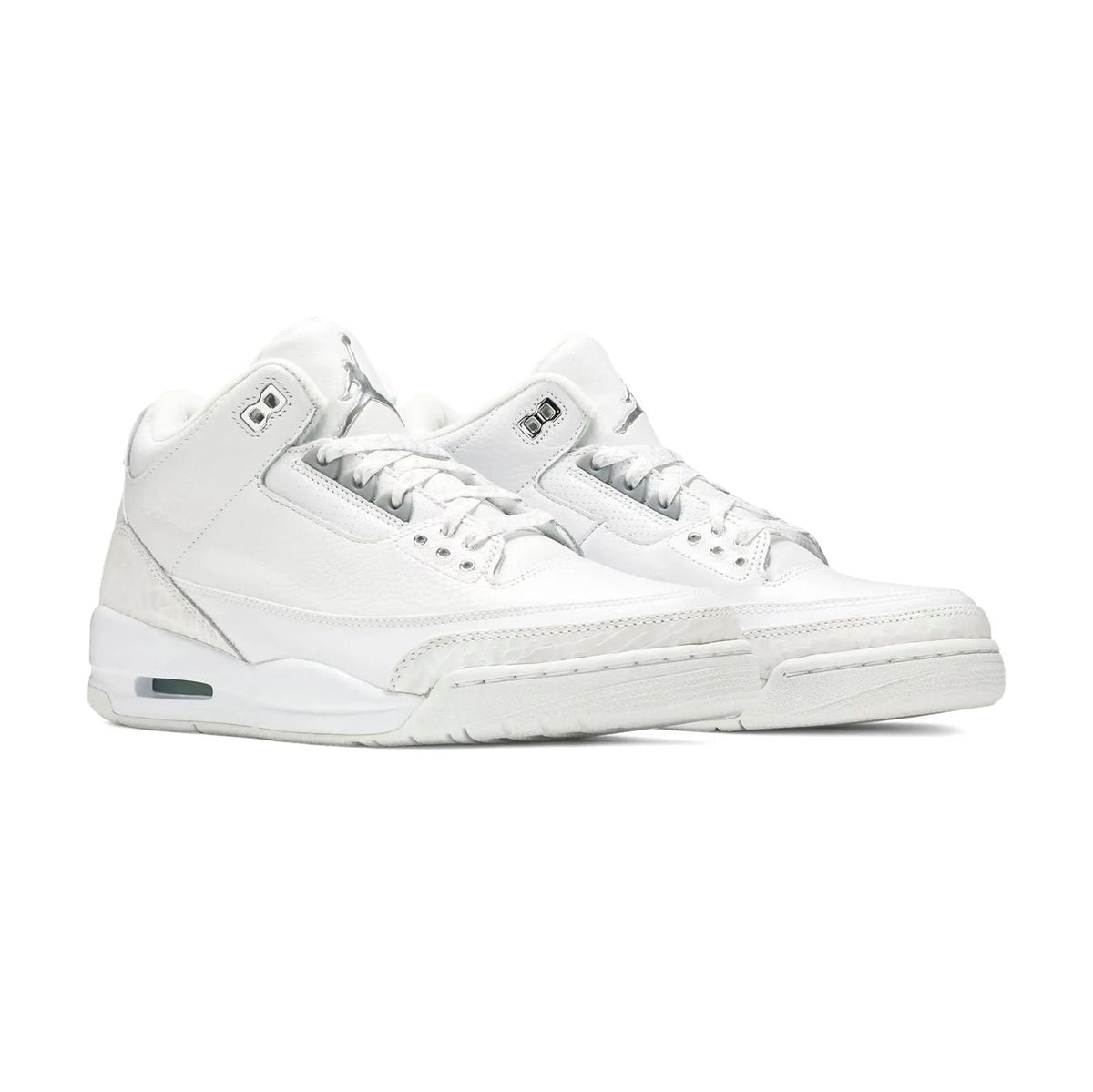 Air Jordan 3 Pure Money baskets homme et femme en cuir blanc, vue de face