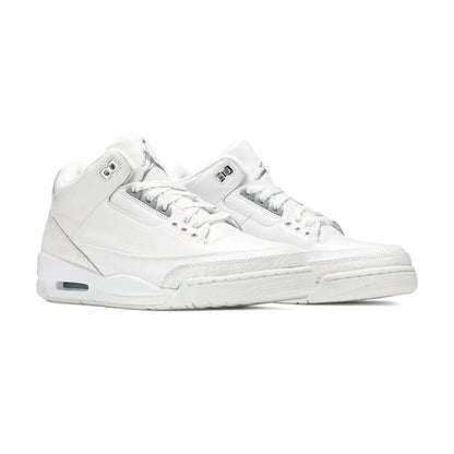 Air Jordan 3 Pure Money baskets homme et femme en cuir blanc, vue de face