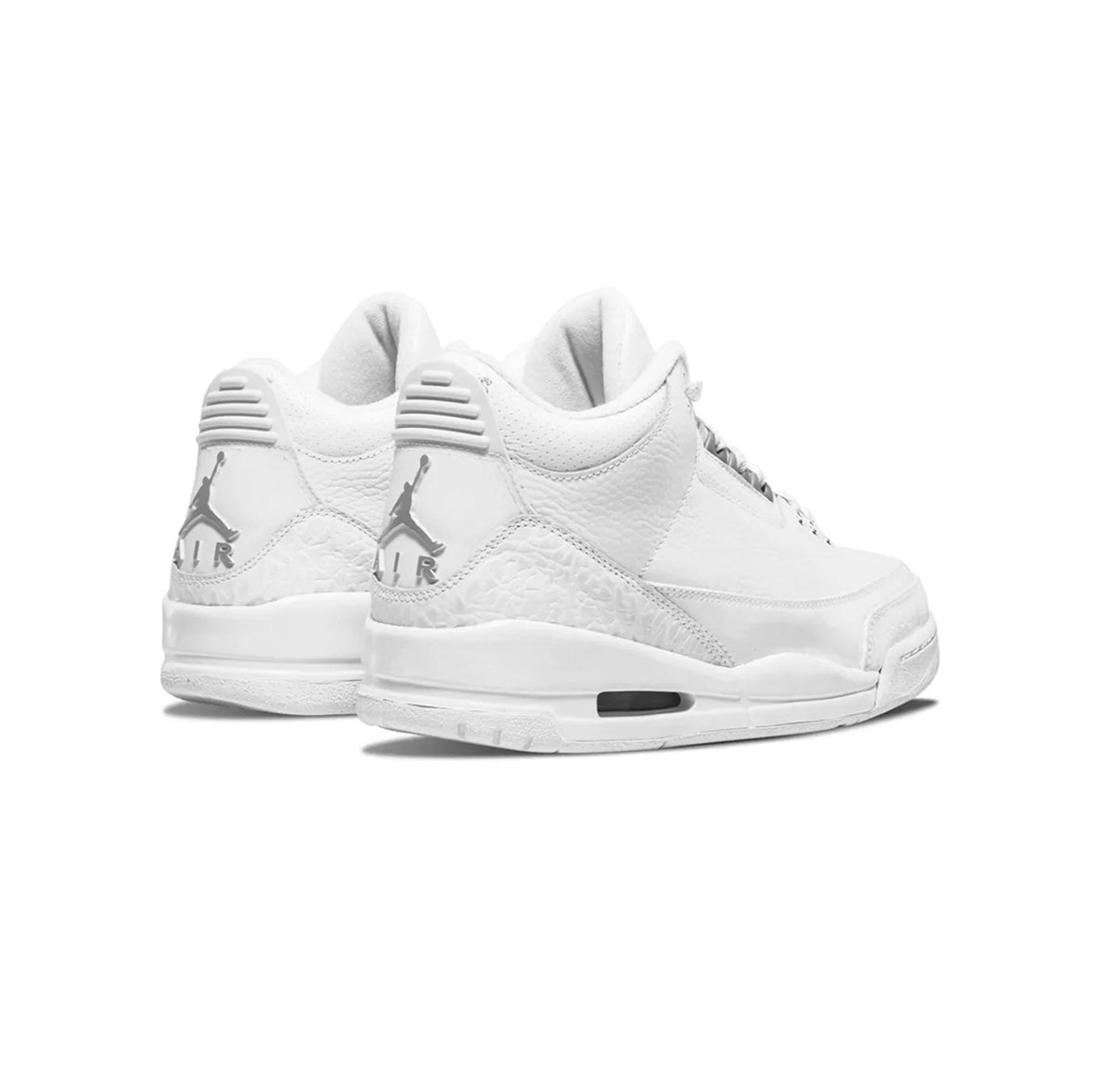 Air Jordan 3 Pure Money baskets homme et femme en cuir blanc, détail semelle