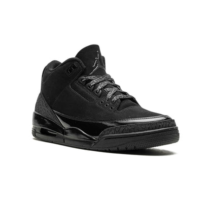 Air Jordan 3 Black Cat baskets homme et femme en cuir noir, vue de face