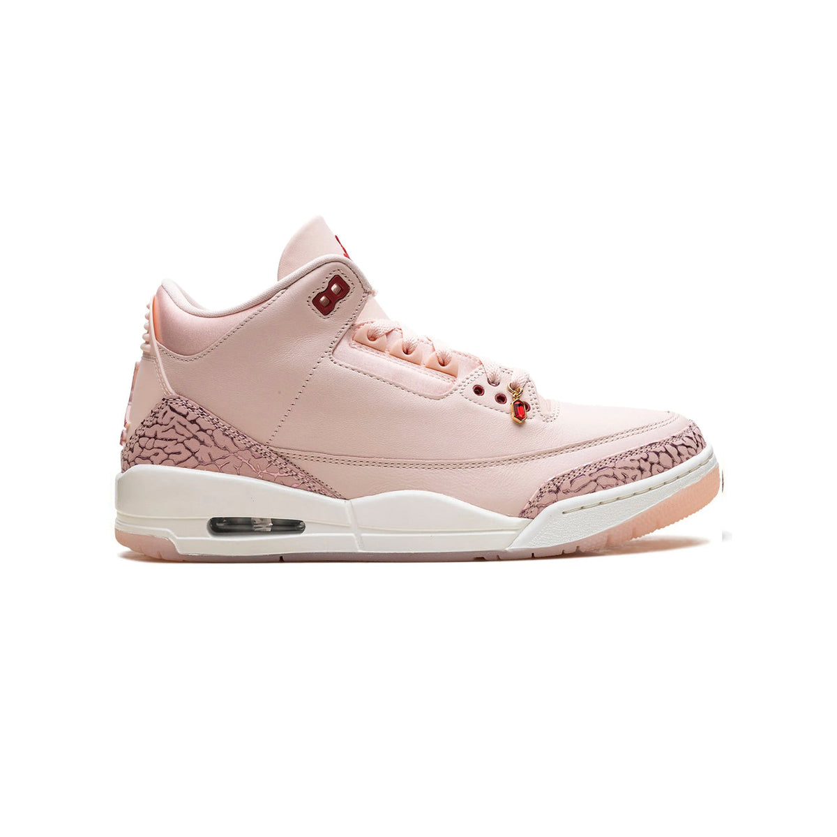 Air Jordan 3 Valentine's Day Treat Yourself baskets homme et femme en cuir noir rouge, vue de profil