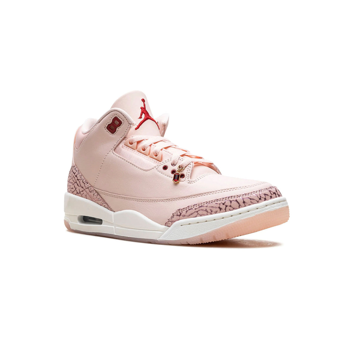 Air Jordan 3 Valentine's Day Treat Yourself baskets homme et femme en cuir noir rouge, vue de face