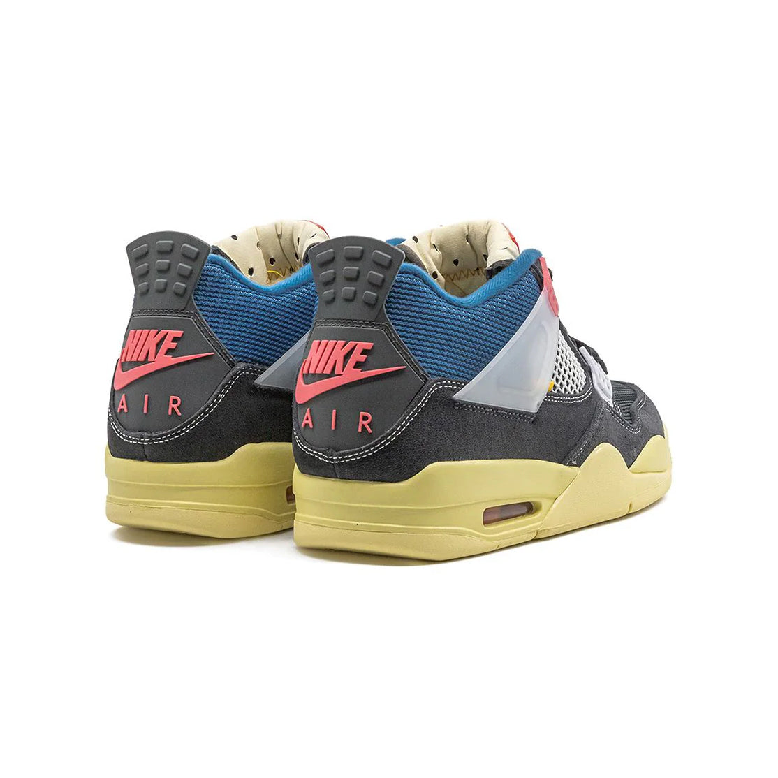 Air Jordan 4 Union Off Noir baskets homme et femme en cuir multicolore, détail semelle