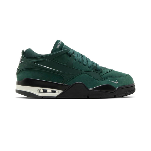 Air Jordan 4 RM Fence Green baskets homme et femme en cuir vert, vue de profil