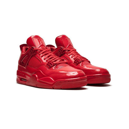 Air Jordan 4 11Lab4 University Red baskets homme et femme en cuir verni rouge bleu, vue de face