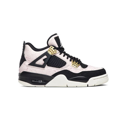 Air Jordan 4 Splatter Pack baskets homme et femme en cuir noir, vue de profil