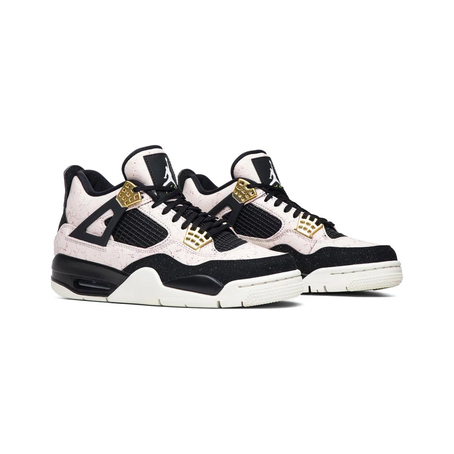 Air Jordan 4 Splatter Pack baskets homme et femme en cuir noir, vue de face