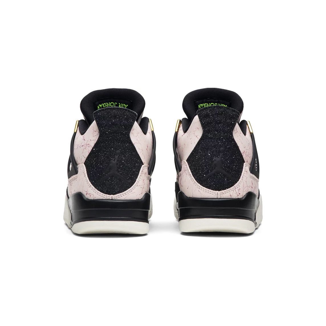 Air Jordan 4 Splatter Pack baskets homme et femme en cuir noir, détail semelle