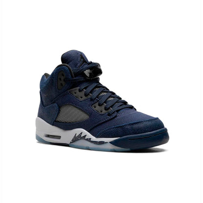 Air Jordan 5 Midnight Navy baskets homme et femme en cuir bleu, vue de face