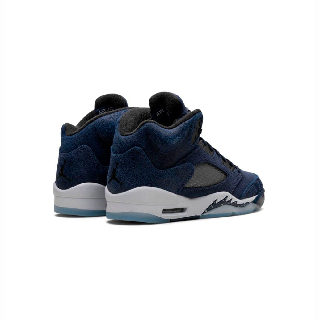 Air Jordan 5 Midnight Navy baskets homme et femme en cuir bleu, détail semelle