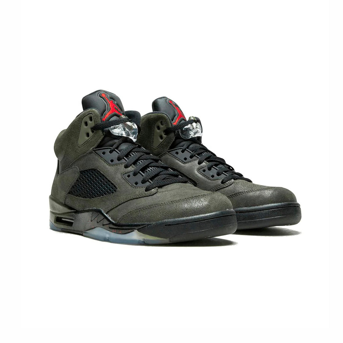 Air Jordan 5 Fear Pack baskets homme et femme en cuir noir gris, vue de face