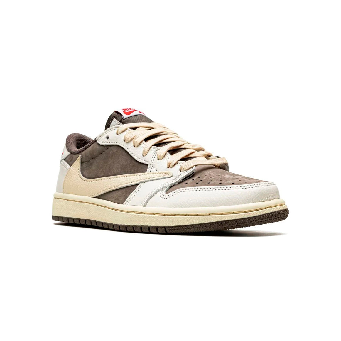 Air Jordan 1 Low Travis Scott Reverse Mocha baskets basses homme et femme en cuir marron, vue de face