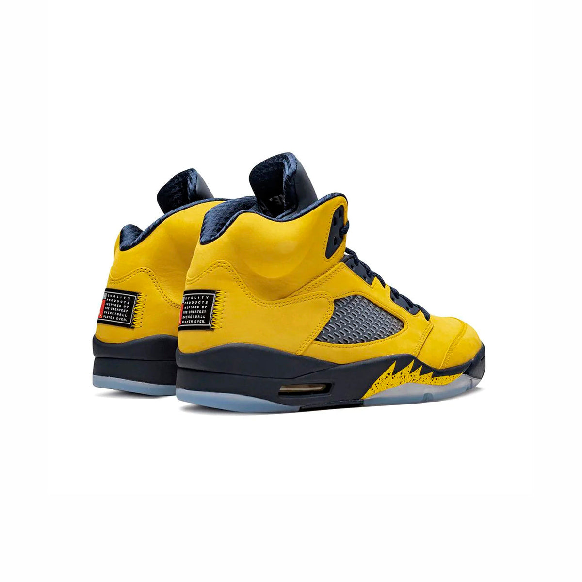 Air Jordan 5 Michigan baskets homme et femme en cuir bleu, détail semelle