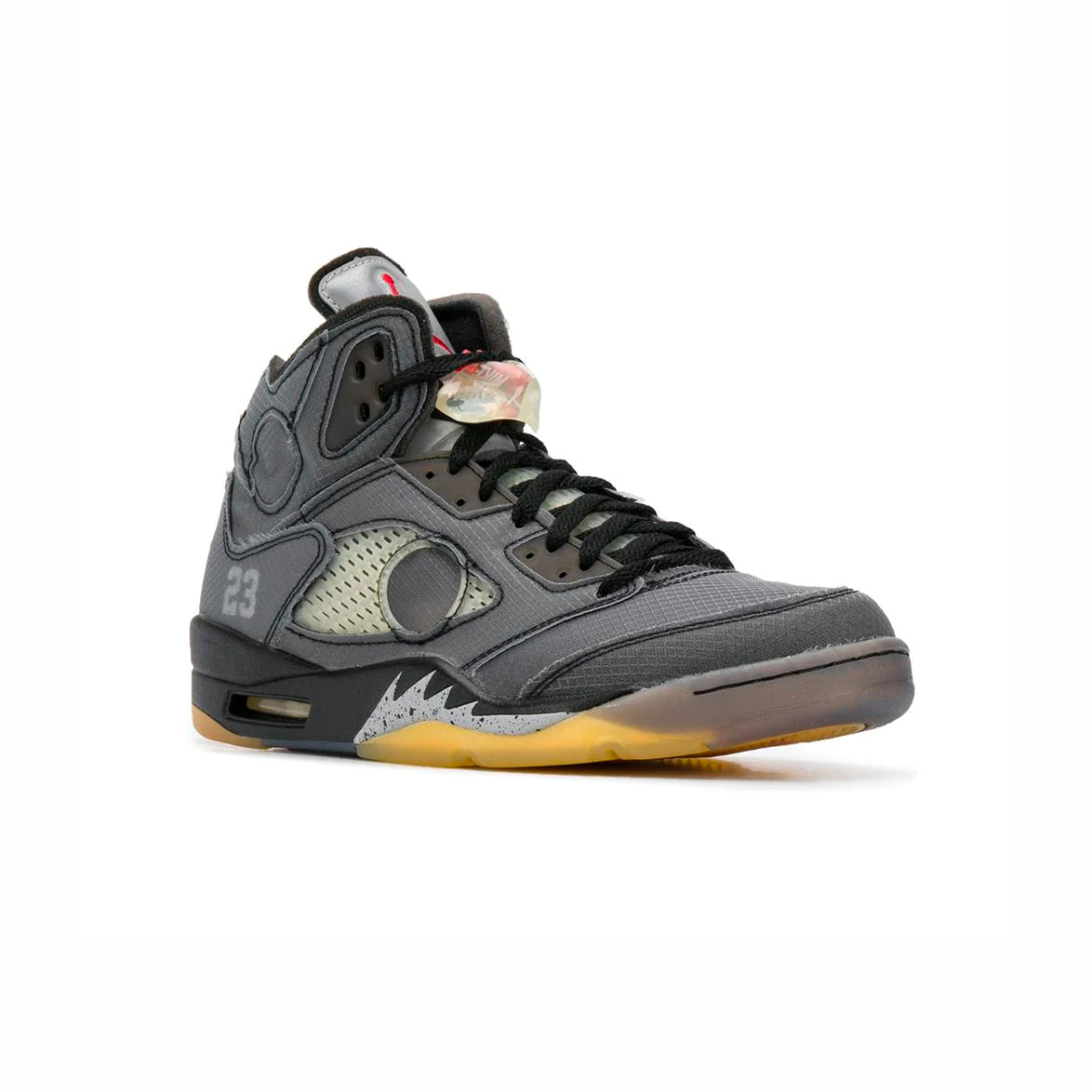 Air Jordan 5 Off-White Muslin baskets homme et femme en cuir blanc, vue de face