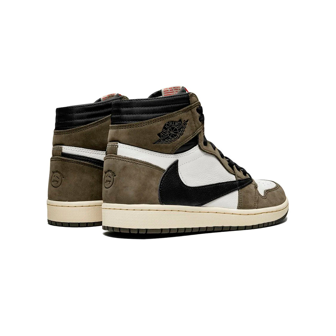 Air Jordan 1 High Travis Scott baskets montantes homme et femme en daim noir blanc, vue de face