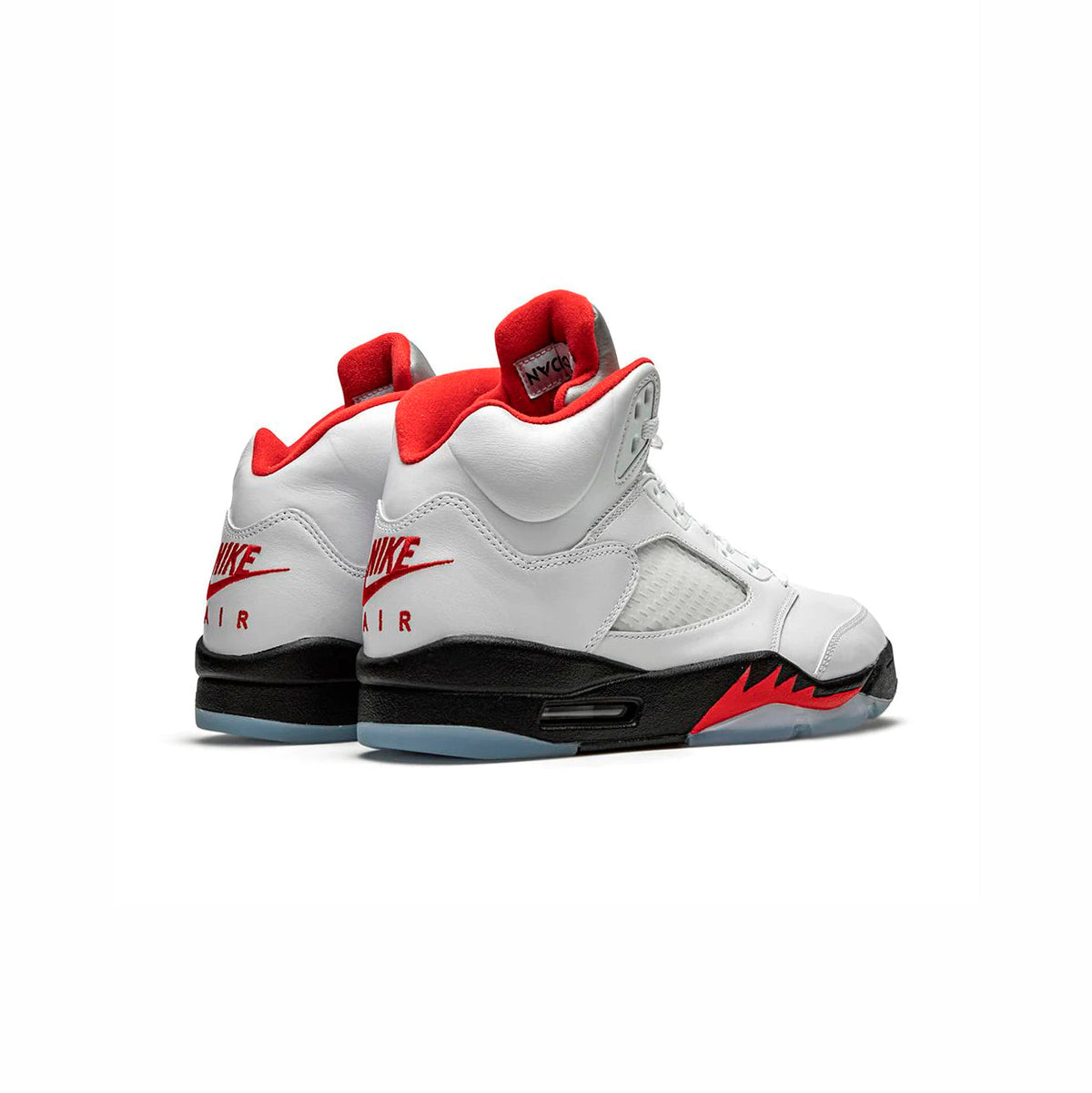 Air Jordan 5 Fire Red Silver Tongue baskets homme et femme en cuir rouge argent, vue de face