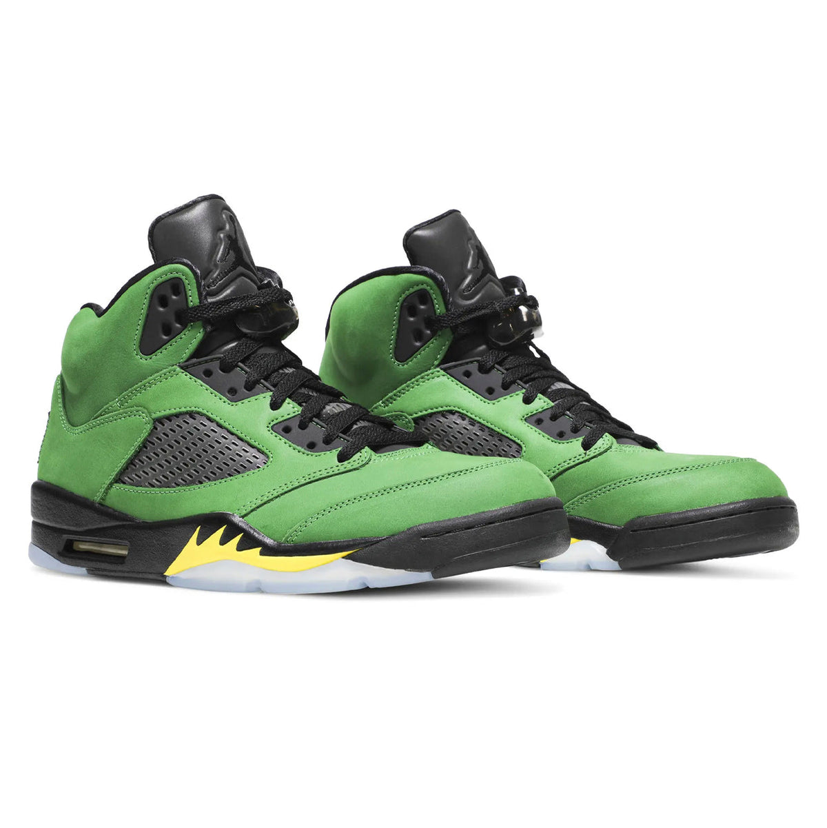 Air Jordan 5 Oregon baskets homme et femme en cuir vert, vue de face
