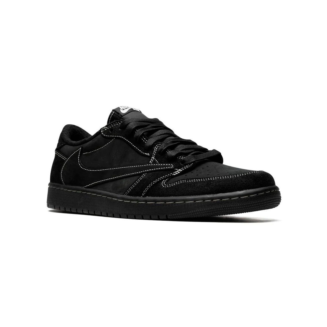 Air Jordan 1 Low Travis Scott Black Phantom baskets basses homme et femme en nubuck noir, vue de face