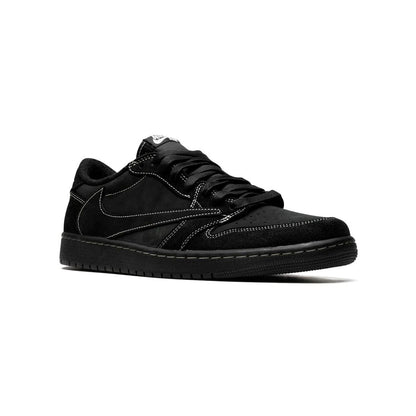 Air Jordan 1 Low Travis Scott Black Phantom baskets basses homme et femme en nubuck noir, vue de face