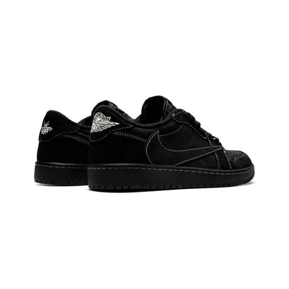 Air Jordan 1 Low Travis Scott Black Phantom baskets basses homme et femme en nubuck noir, détail semelle