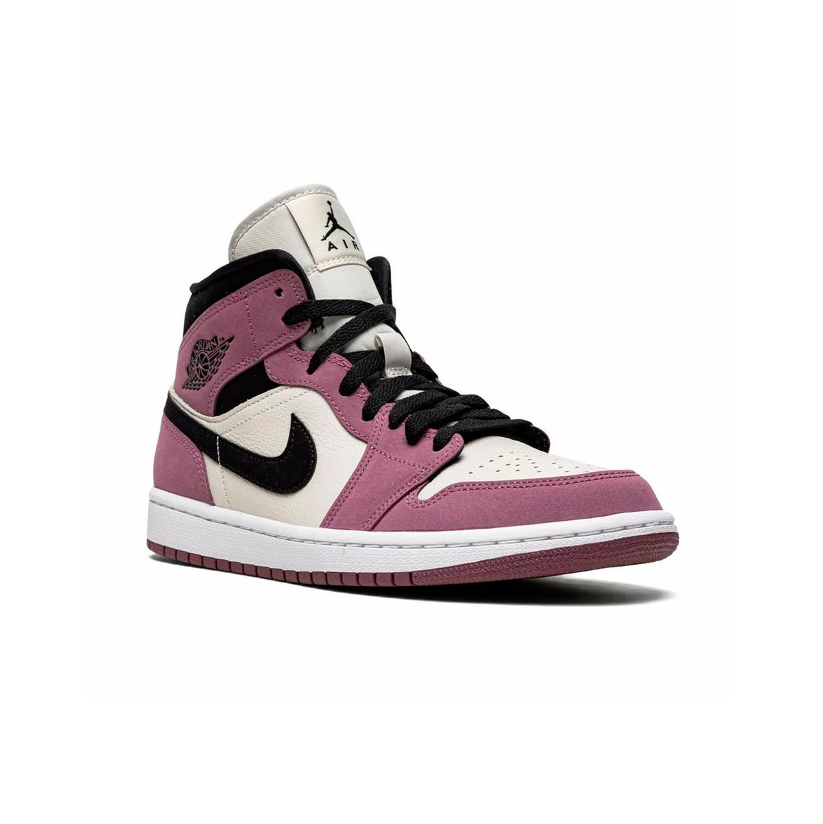Air Jordan 1 Mid Berry Pink baskets mi-montantes femme en cuir rose, vue de face
