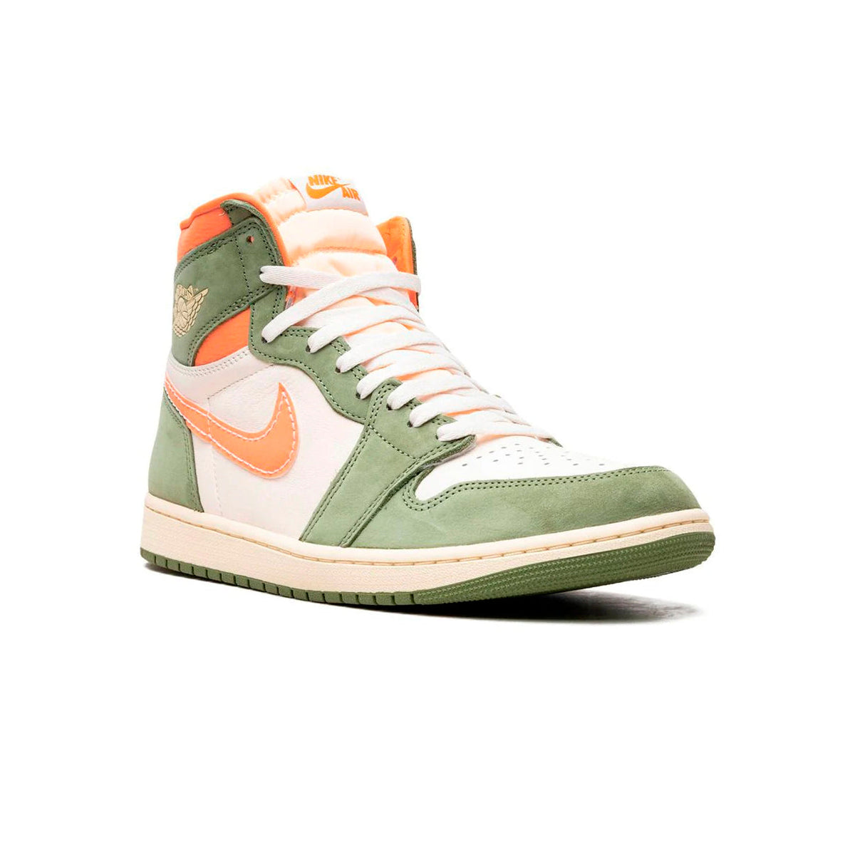 Air Jordan 1 High Craft Celadon baskets montantes homme et femme en daim vert, vue de face