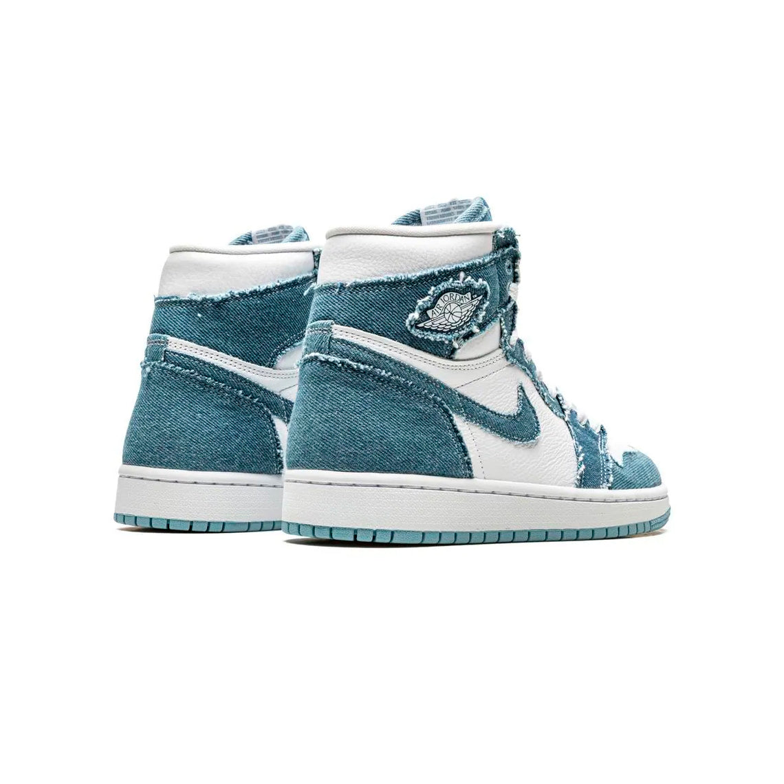 Air Jordan 1 High Denim baskets montantes homme et femme en cuir bleu, détail semelle
