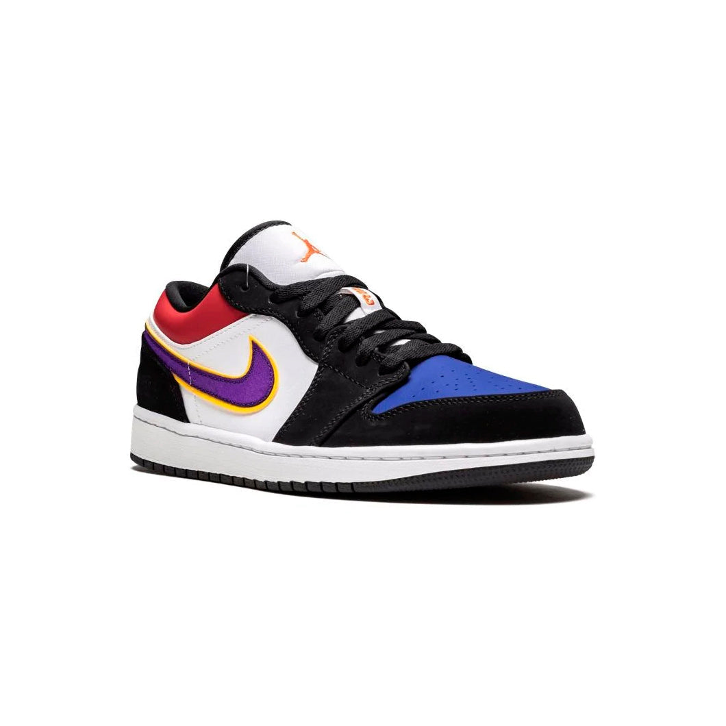 Air Jordan 1 Low Lakers Top 3 baskets basses homme et femme en cuir violet, vue de face