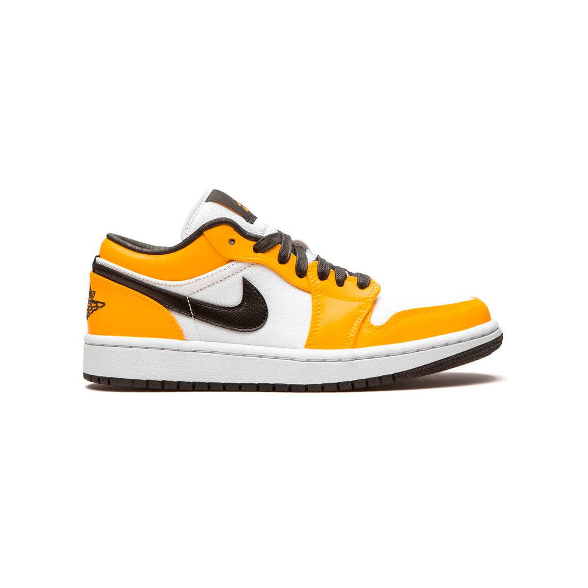 Air Jordan 1 Low Laser Orange baskets basses homme et femme en cuir orange, vue de profil