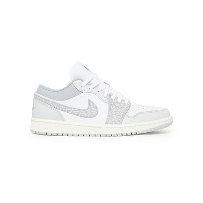 Air Jordan 1 Low Smoke Grey Elephant baskets basses homme et femme en cuir gris, vue de profil