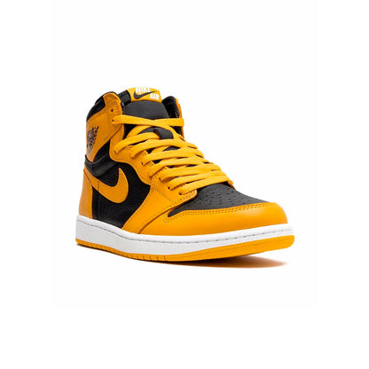 Air Jordan 1 High Pollen baskets montantes homme et femme en cuir jaune, vue de face