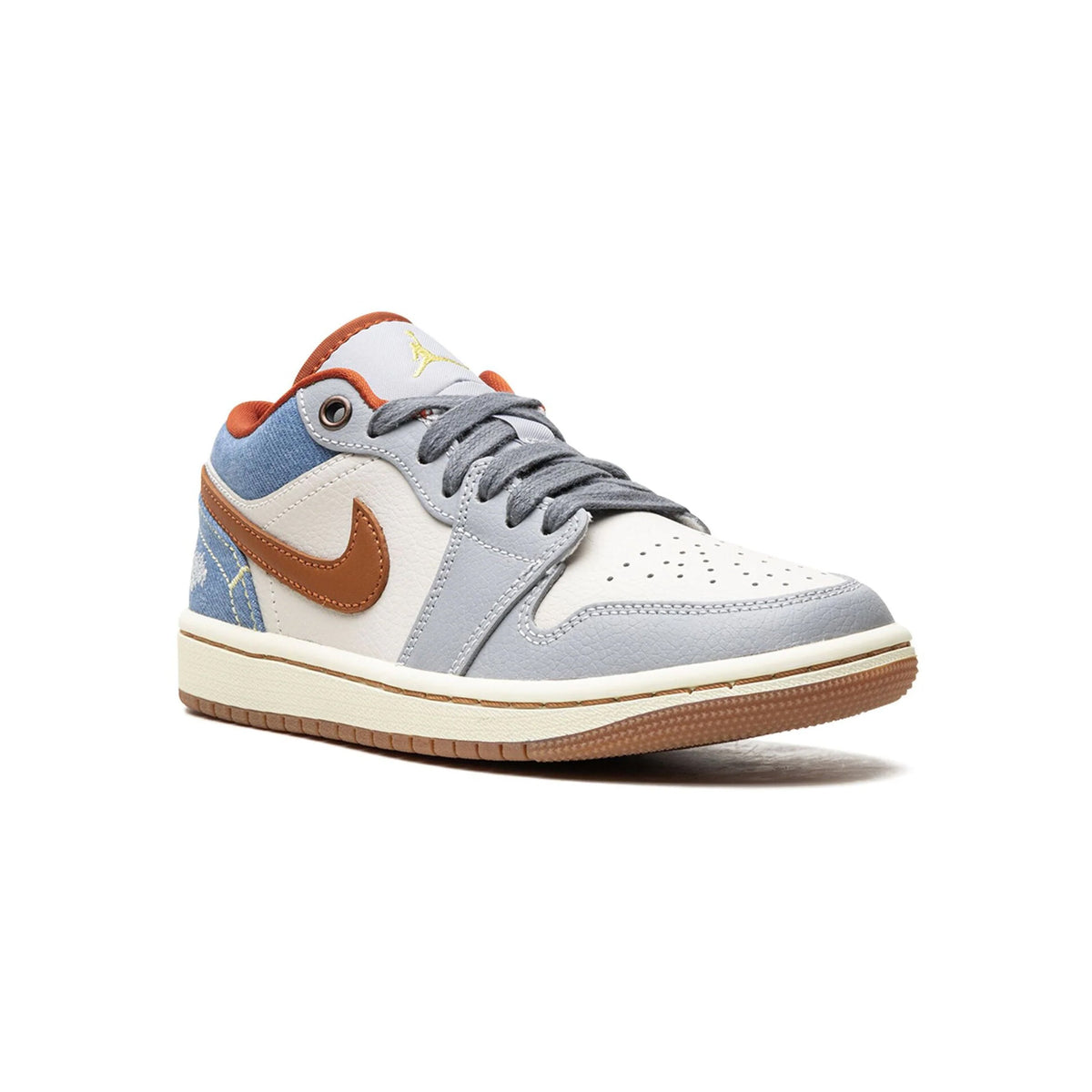 Air Jordan 1 Low Phantom Denim baskets basses homme et femme en cuir noir bleu, vue de face