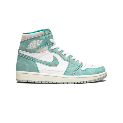 Air Jordan 1 High Turbo Green baskets montantes homme et femme en cuir vert, vue de profil