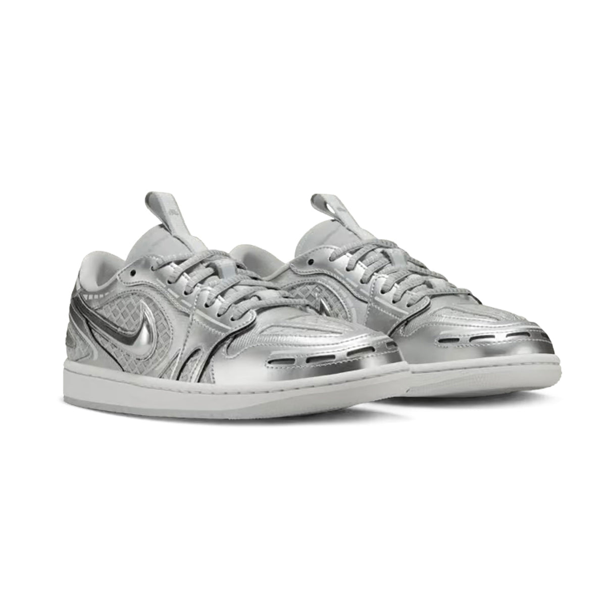 Air Jordan 1 Low Method of Make V3 Metallic Silver baskets basses homme et femme en cuir argent, vue de face