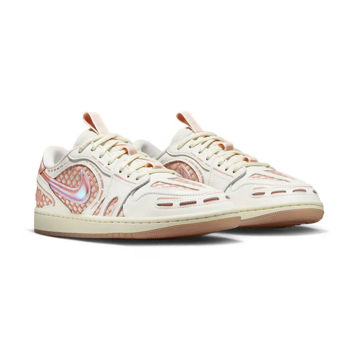 Air Jordan 1 Low Method of Make V3 Sail Washed Coral baskets basses homme et femme en cuir blanc rose, vue de face