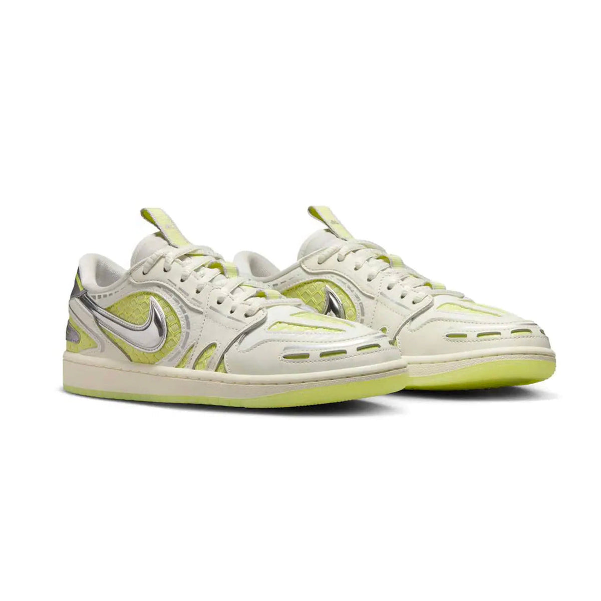 Air Jordan 1 Low Method of Make V3 Sail Luminous Green baskets basses homme et femme en cuir blanc vert, vue de face