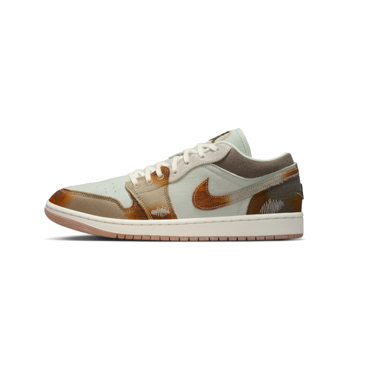 Air Jordan 1 Low Multi-Color Sail Light Bone baskets basses homme et femme en cuir blanc beige, vue arrière