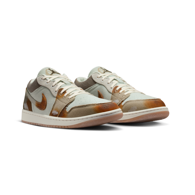 Air Jordan 1 Low Multi-Color Sail Light Bone baskets basses homme et femme en cuir blanc beige, vue de face