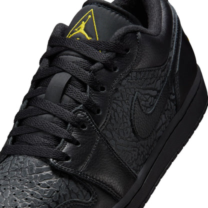Air Jordan 1 Low Black Elephant Print baskets basses homme et femme en cuir noir, vue arrière
