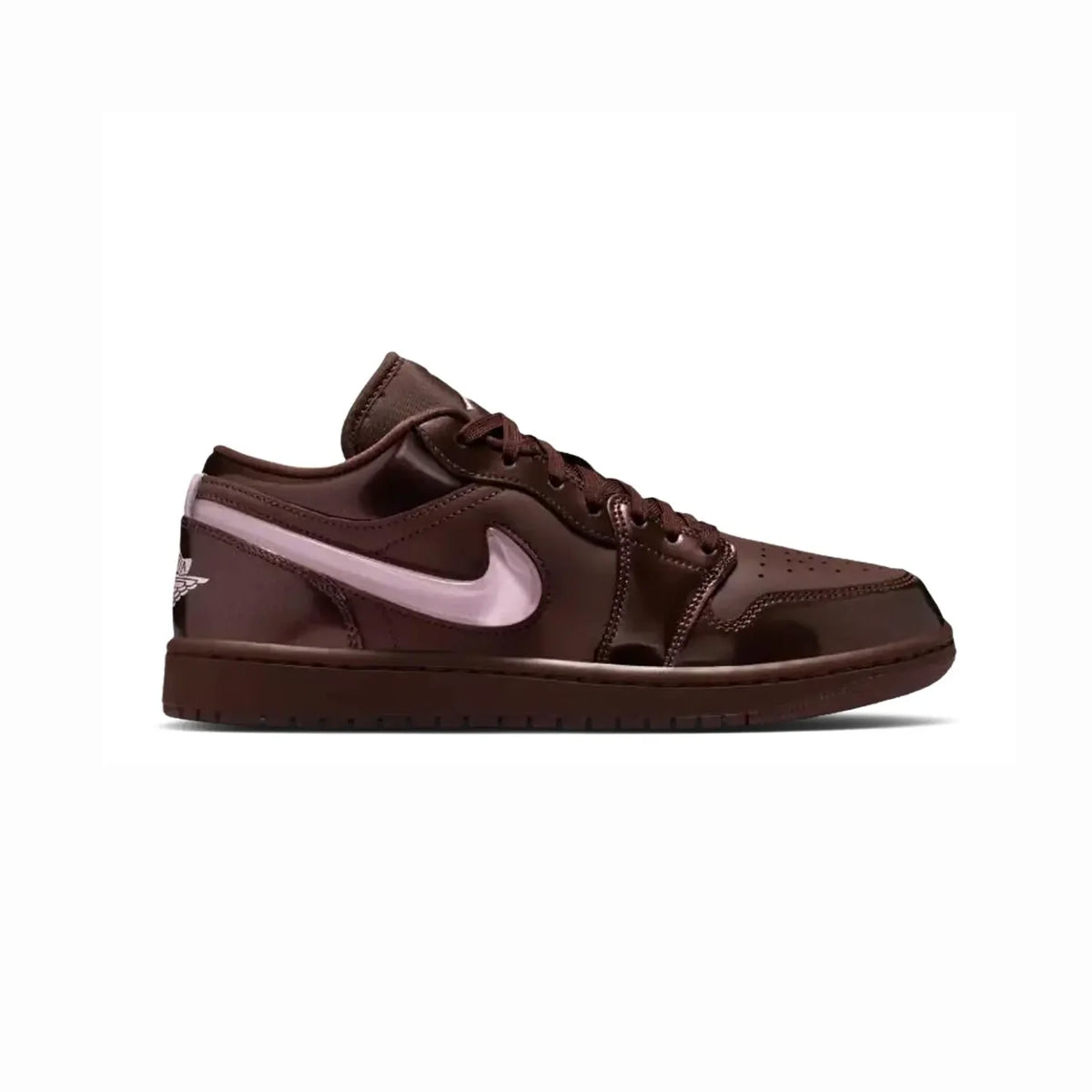 Air Jordan 1 Low Valentine's Day Chocolate baskets basses homme et femme en cuir marron, vue de profil