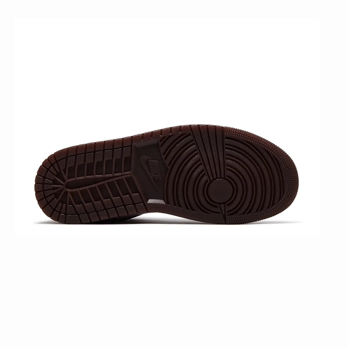 Air Jordan 1 Low Valentine's Day Chocolate baskets basses homme et femme en cuir marron, détail tige