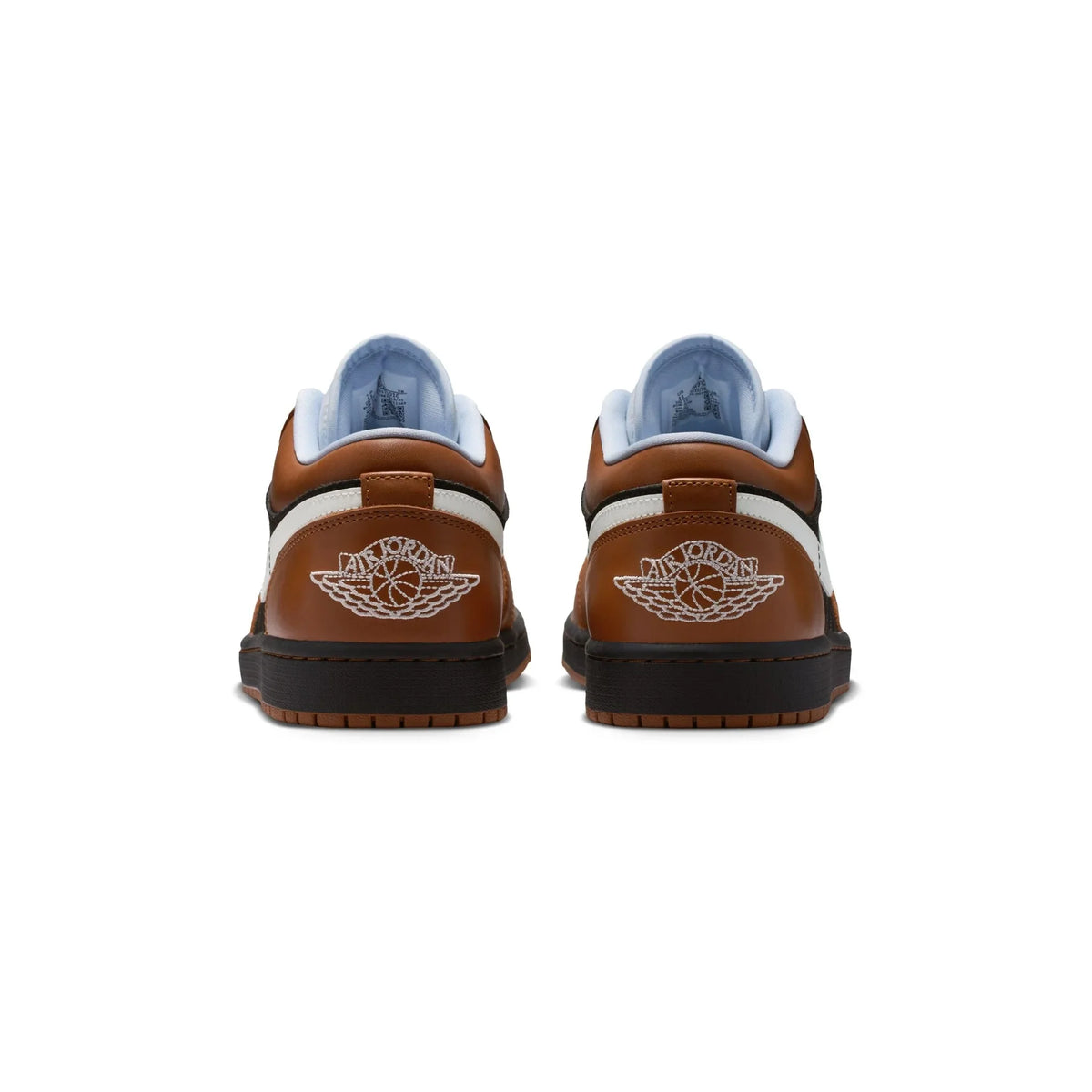 Air Jordan 1 Low Pinstripes Black Light Orewood Brown baskets basses homme et femme en cuir noir marron, détail semelle
