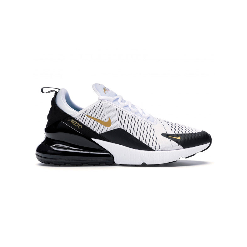 Nike Air Max 270 White Metallic Gold Black, Baskets Lifestyle Unisexe Mesh – photo 1